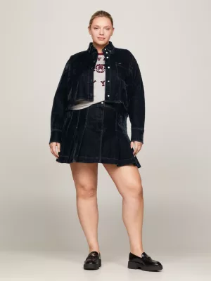 Camisa jeans cropped de veludo Curve Crest com corte regular