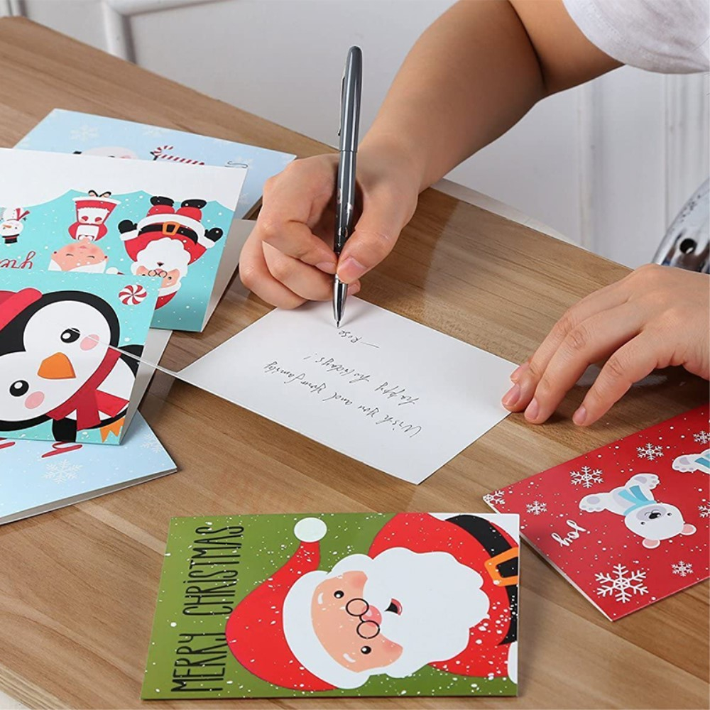 (24er Set) Glückwunschkarte Weihnachts Doppelkarte inkl. Umschlag - Bunt