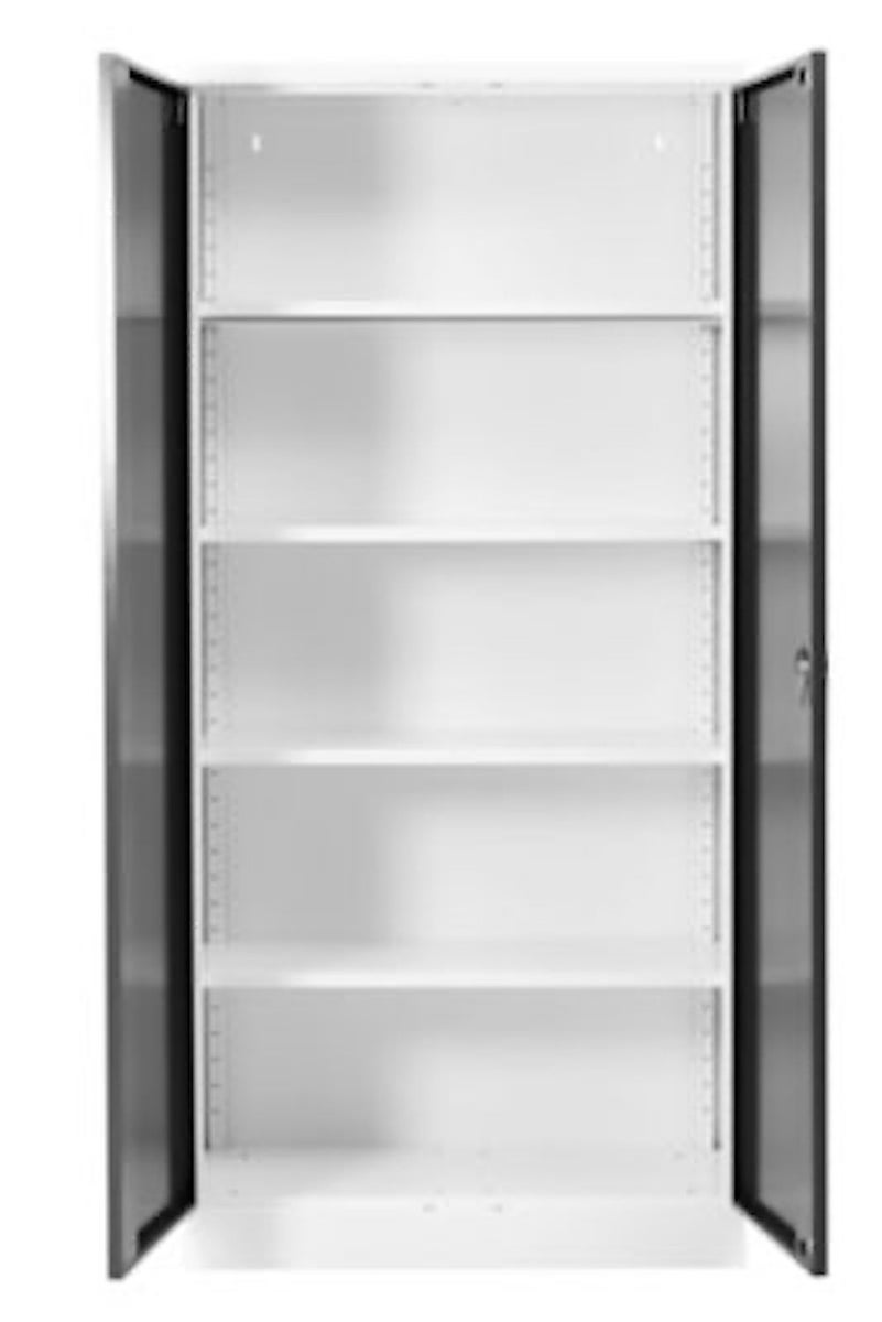 PROREGAL stalen kast Bee met 4 planken, afmetingen (H x B x D): 195 x 92 x 42 cm, gepoedercoat plankmateriaal, wit & antraciet