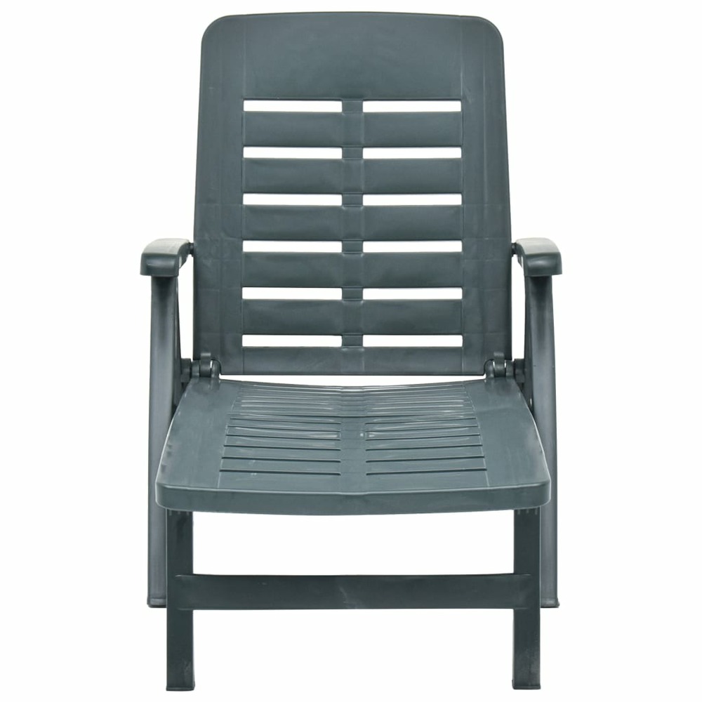 Transat chaise longue bain de soleil lit de jardin terrasse meuble d'extérieur pliable plastique vert