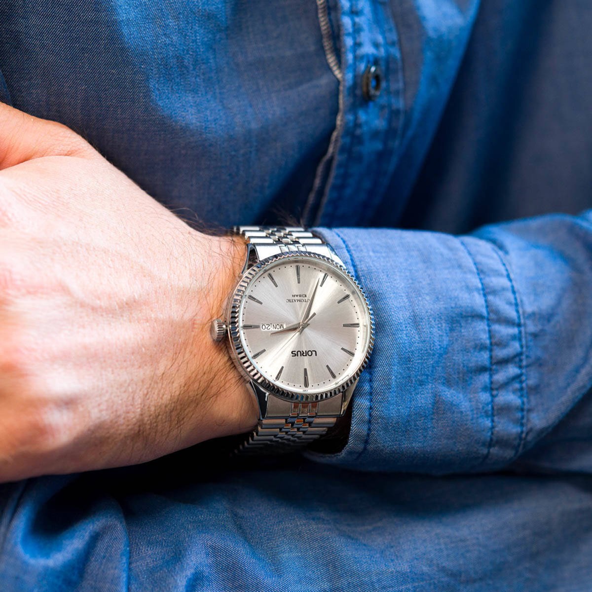 Montre Lorus automatique acier cadran blanc