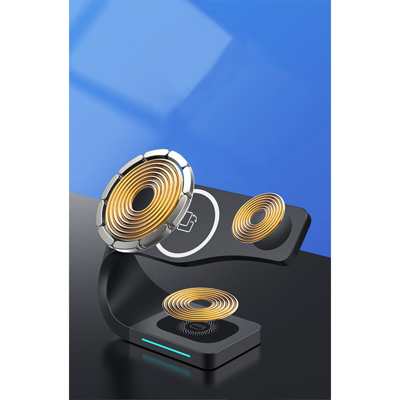 (15W) 4in1 Magnetischer Qi Wireless Charger für Apple Watch / Smartphone / AirPods Dockingstation mit LED Licht - Weiss