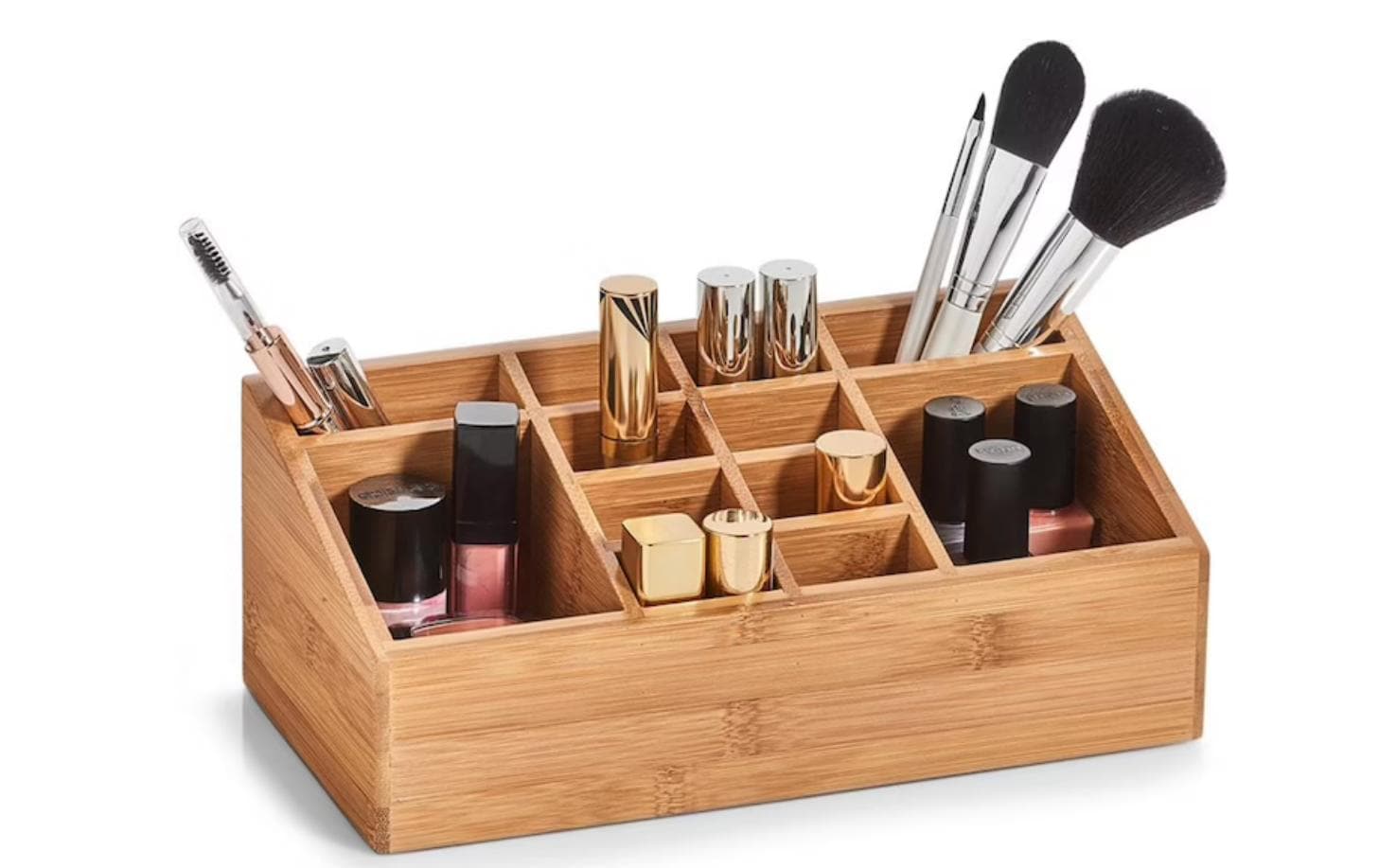 Bad-Utensilienhalter mit 12 Fächern NatureOrganizer aus Holz