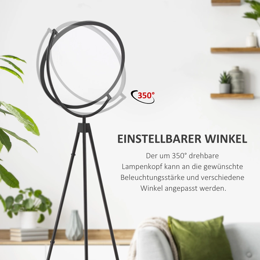 HOMCOM Stehlampe um 350 Grad verstellbar weiß