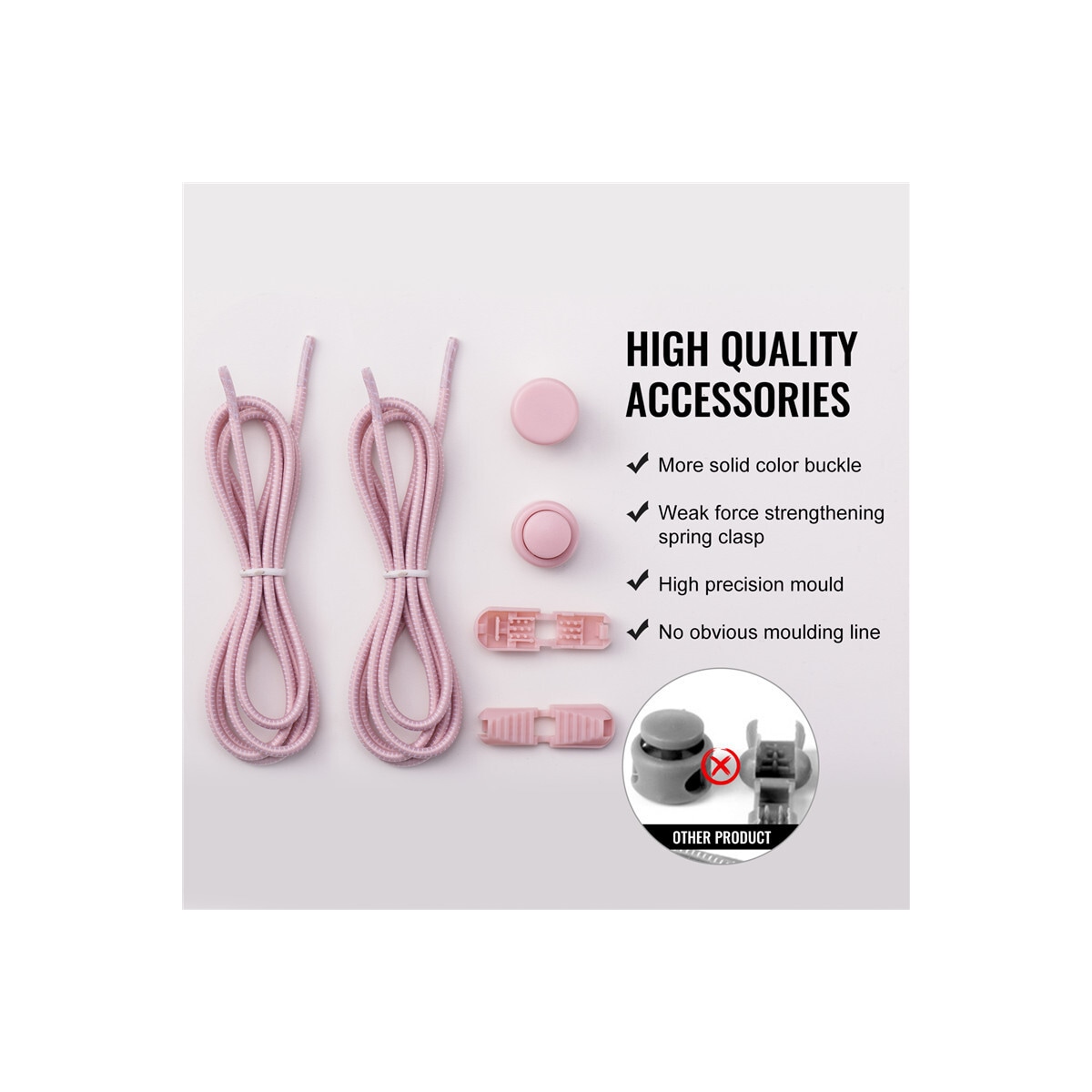 No-tie elastiske skolisser Rosa