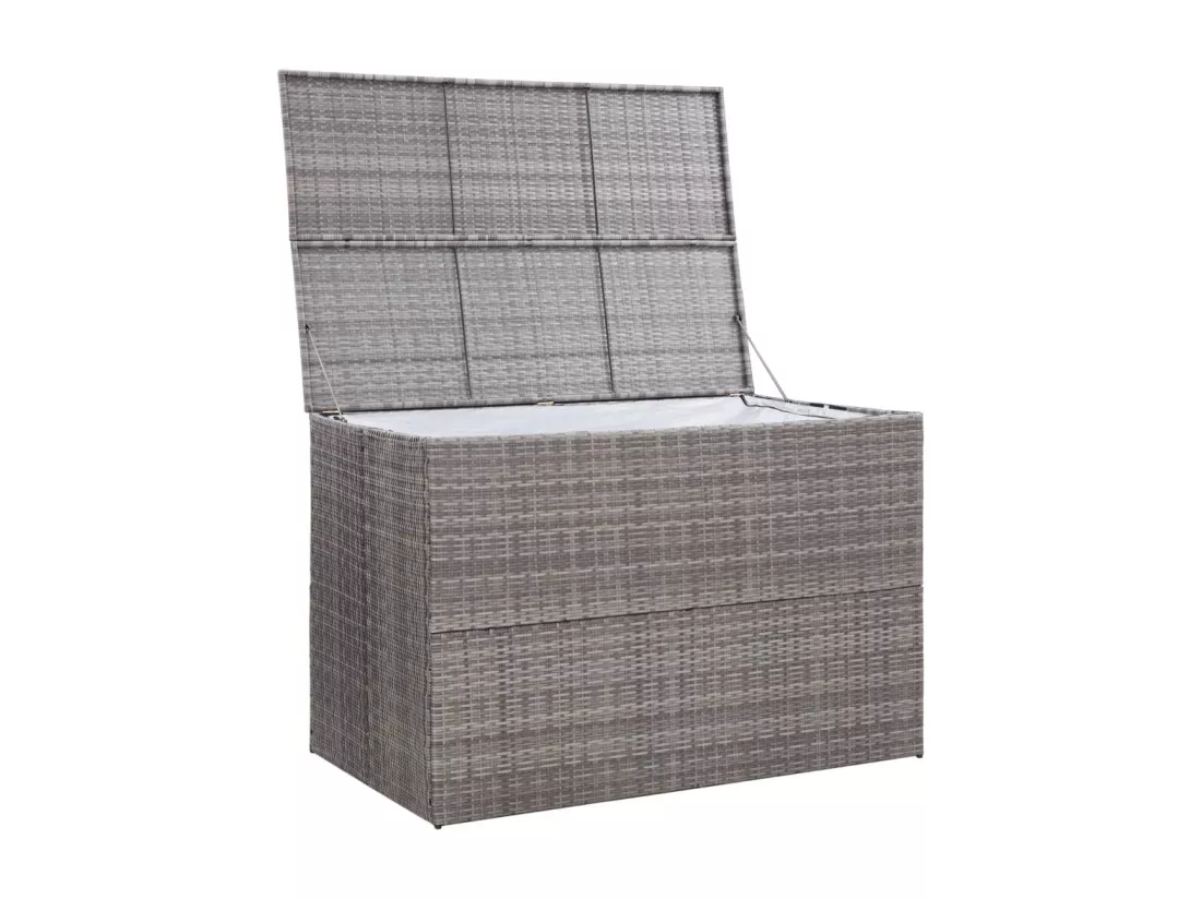 Boîte de rangement de jardin gris 150x100x100 cm résine tressée