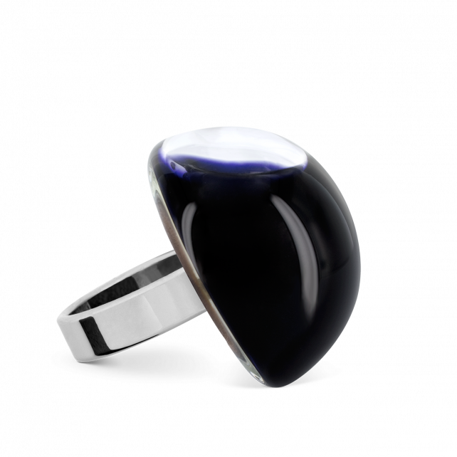 Bague en verre soufflé - Dome Medium Milk