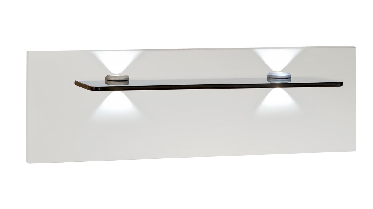 Nachtkast paneel met glas en verlichting Bienne alpine wit