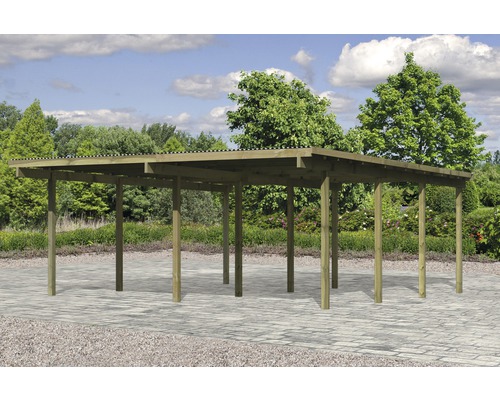 Dubbele carport Karibu Eco 2A PVC panelen zonder fittingen 527x576 cm drukgeïmpregneerd
