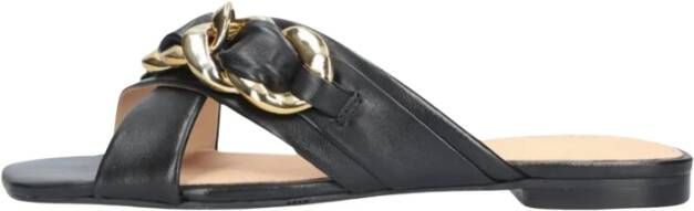 Guess Stijlvolle Leren Slipper met Vierkante Neus Black Dames