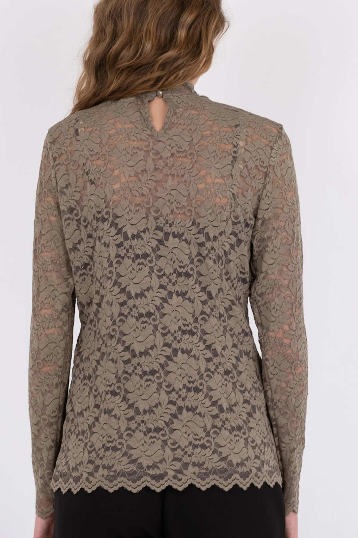 Neo Noir Liza Laceflower Blouse dark taupe
