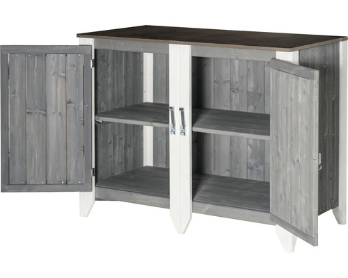 Tuinkast/buitenkeuken Konsta type 561 dressoir incl. 2 deuren 115 x 60 x 88 cm lichtgrijs-crème