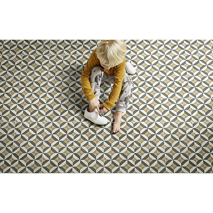 Revêtement sol PVC Trento effet carreau de ciment multicolor 2m (vendu au m²)