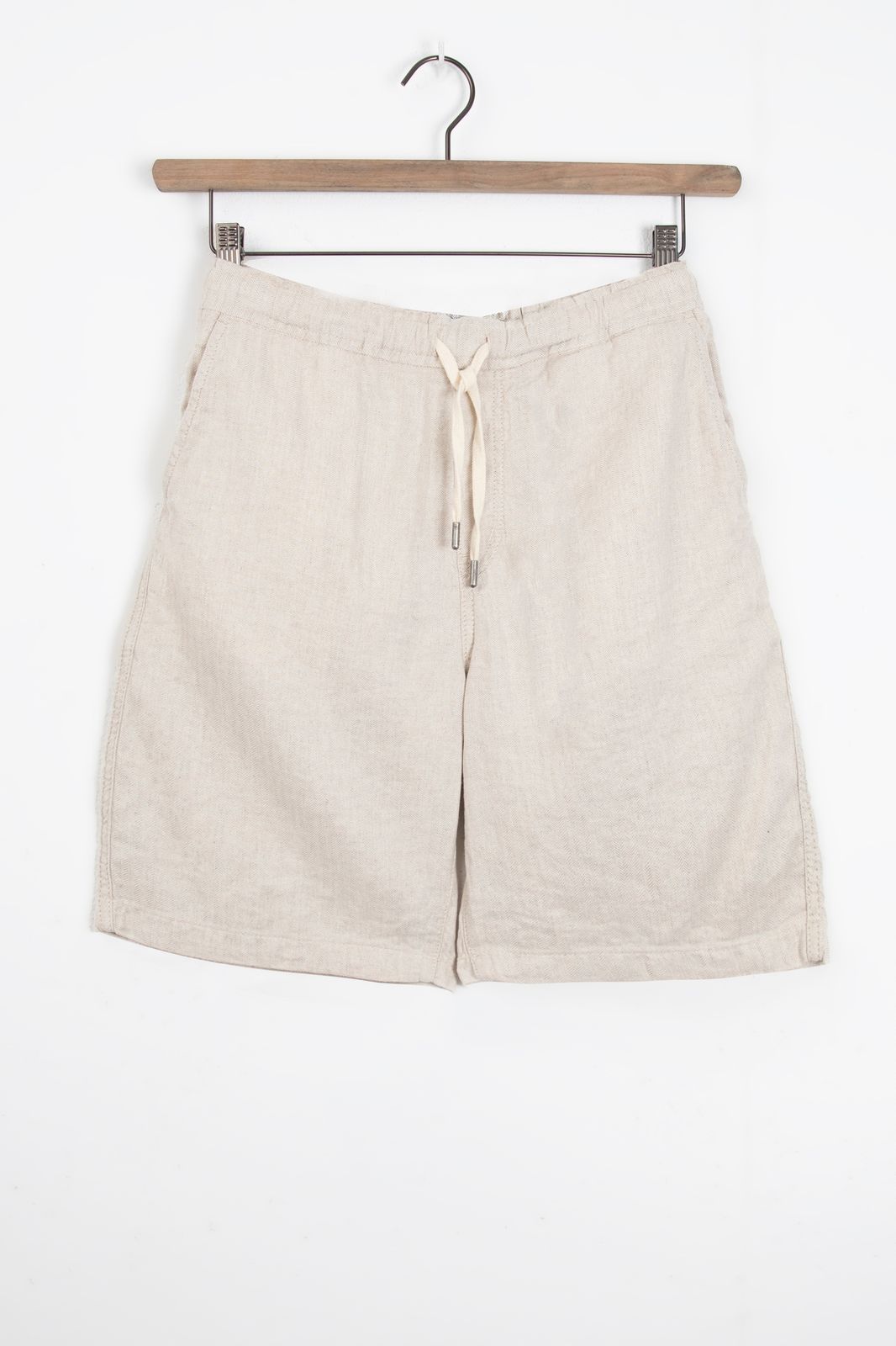 Beige herringbone shorts met aantrekkoord