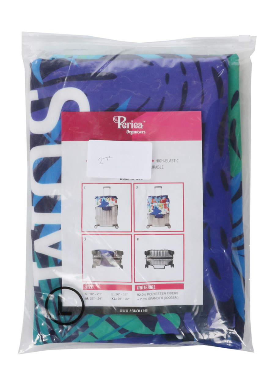 Housse de valise Periea Green and Blue Palm Leaves L