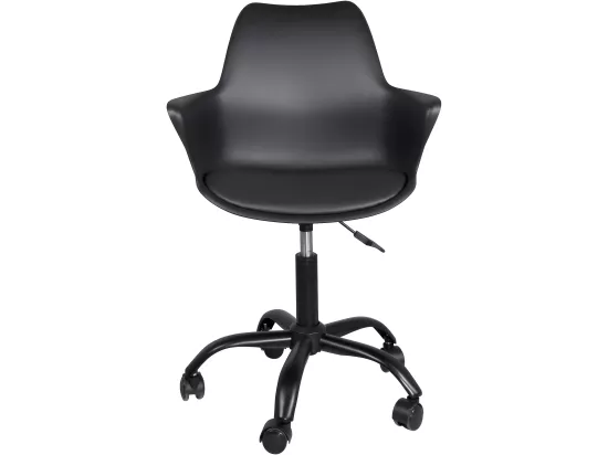 Chaise Bureau design coussin accoudoir hauteur réglable pivotant pied métal roulettes MOTO (Noir)