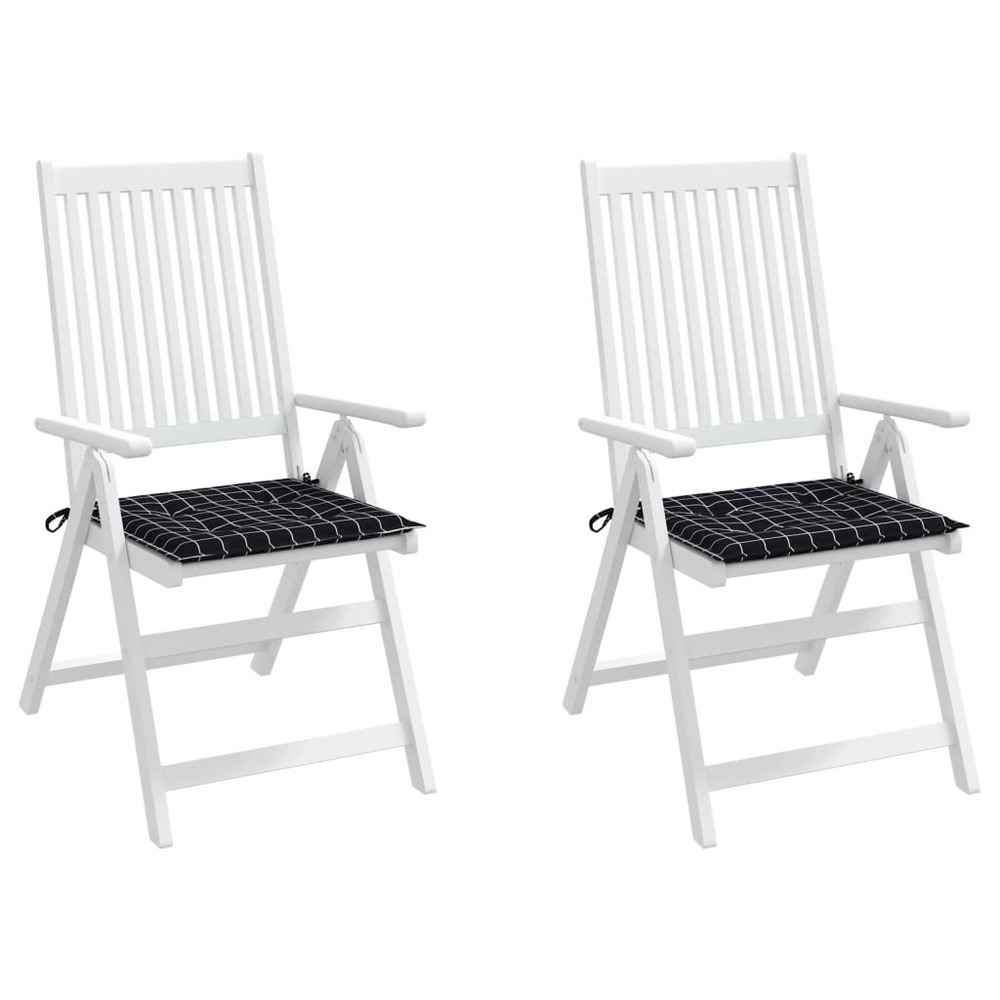 Coussins de chaise de jardin lot de 2 motif à carreaux noir