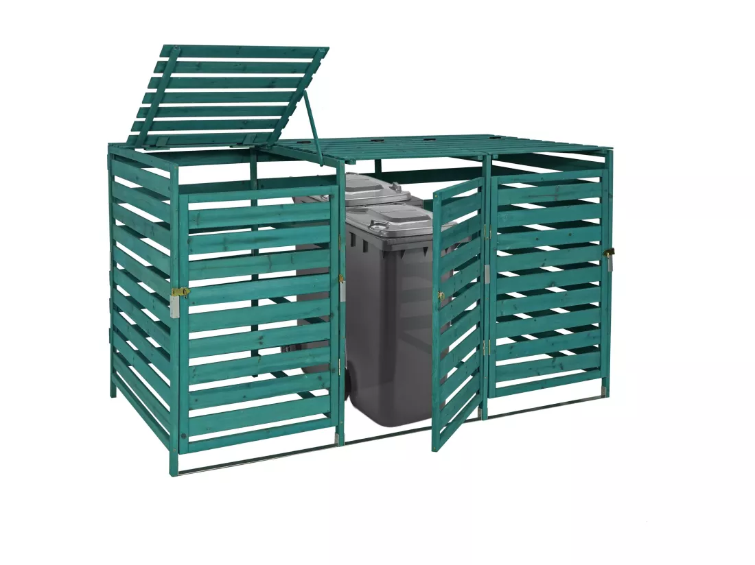 Cache-poubelle MCW-H62 pour 3/6 poubelles, vert foncé