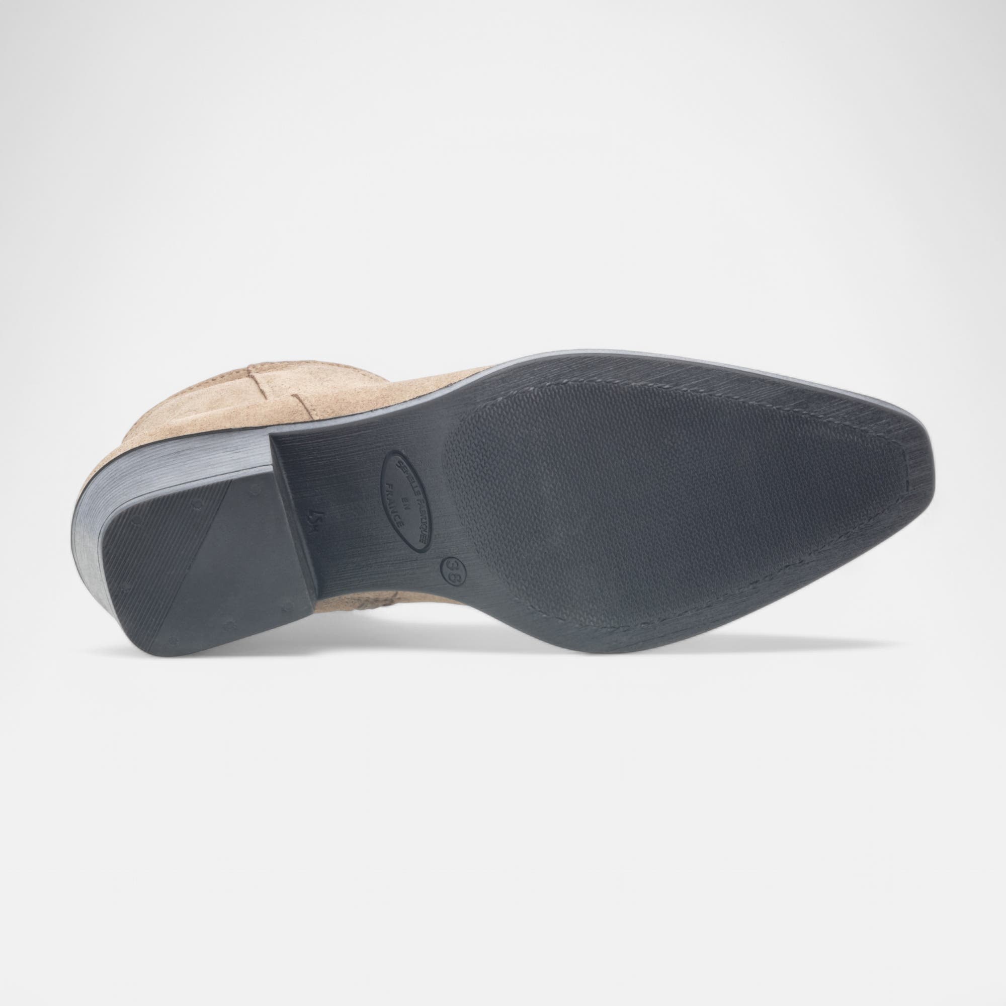 Santiags à talon Femme en cuir beige