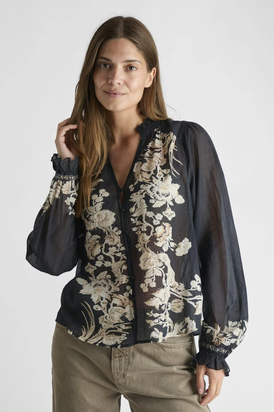 Neo Noir Brise Printed Voile Blouse