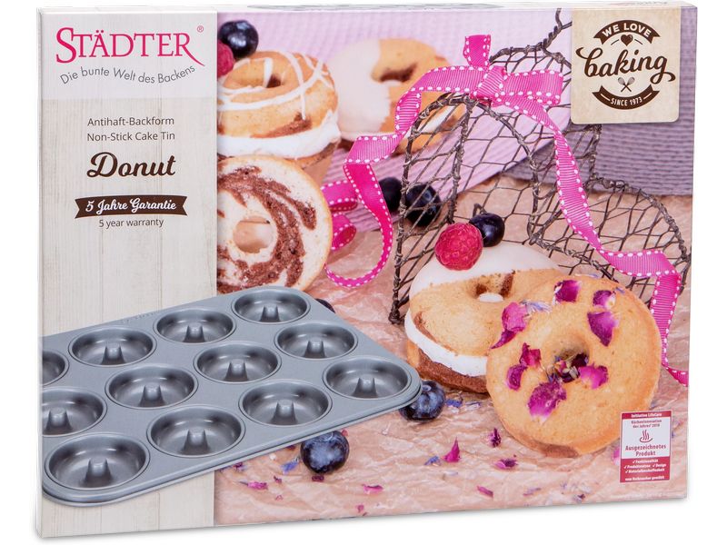 Städter Backform Donut 35 x 27 cm Form zum Backen von selbstgemachten Donuts