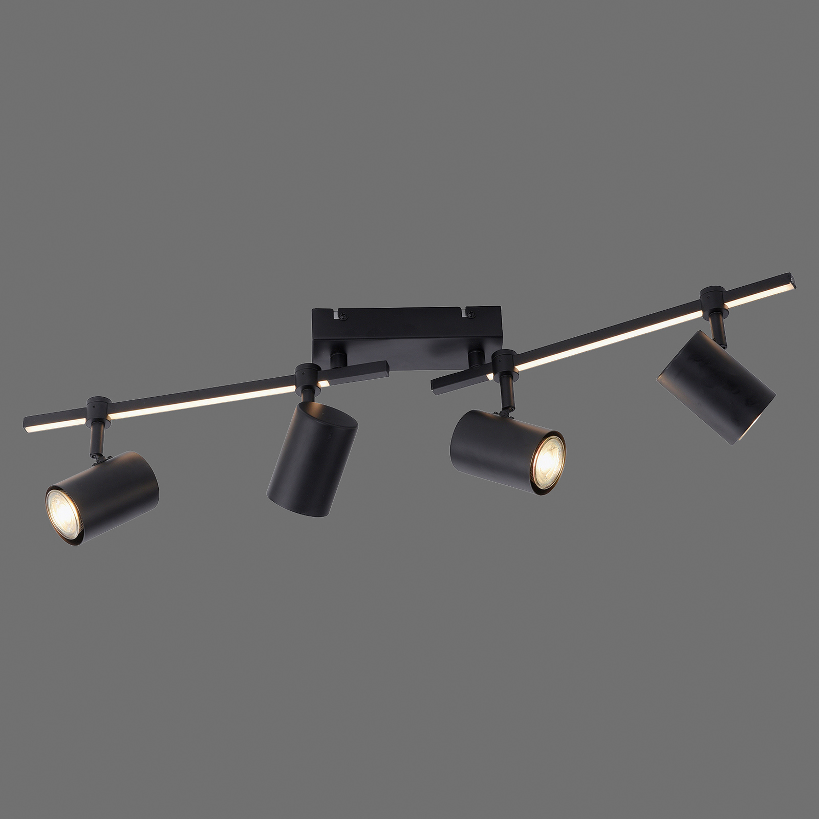 LED-Spotbalken - Metall - schwarz - 4-flammig - schwenkbar