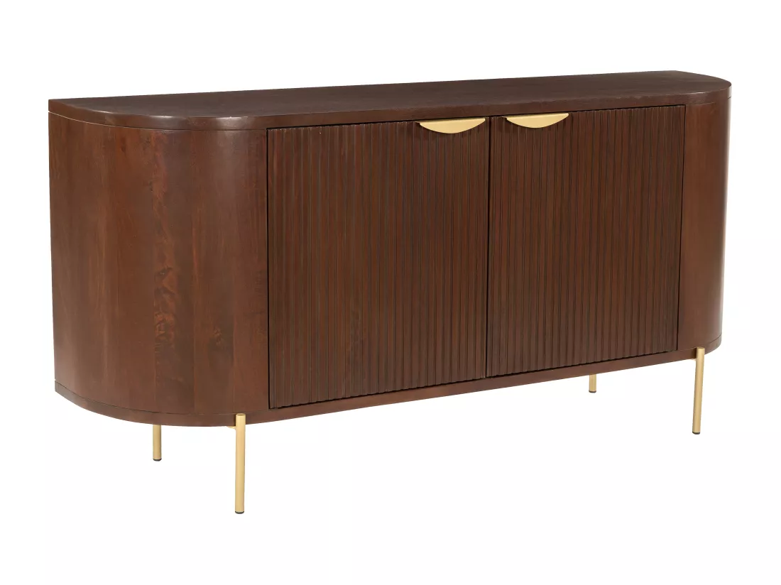 Buffet avec 2 portes en bois de manguier et métal - Naturel et doré - NEVILI de Maison Céphy