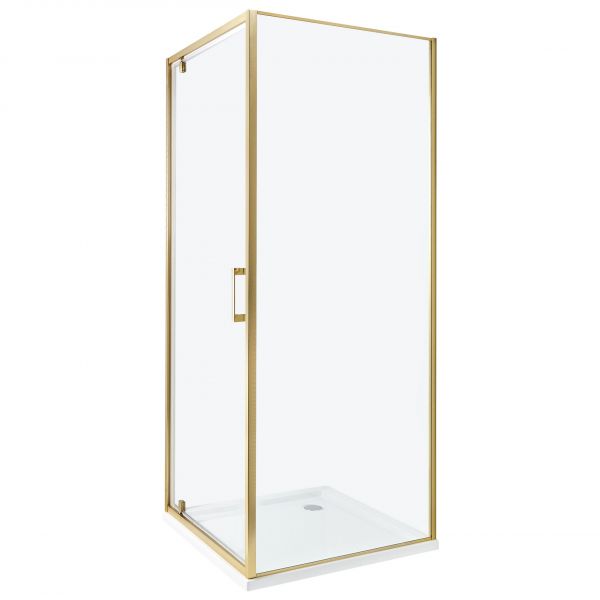 Beliani Cabine de Duche em Vidro Temperado e Estrutura de Alumínio Dourado 70 x 70 x 185 cm de Design Moderno