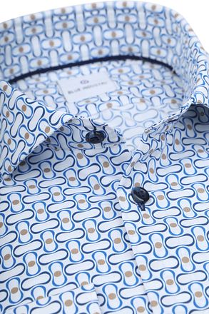 Blue Industry Overhemd Print Blauw 4118.41-WHITE kopen