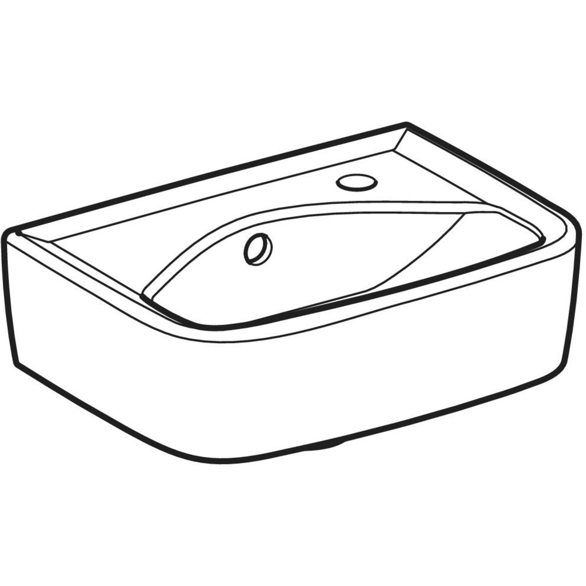 Geberit Bastia Square fontein 35x25cm met kraangat en overloop wit