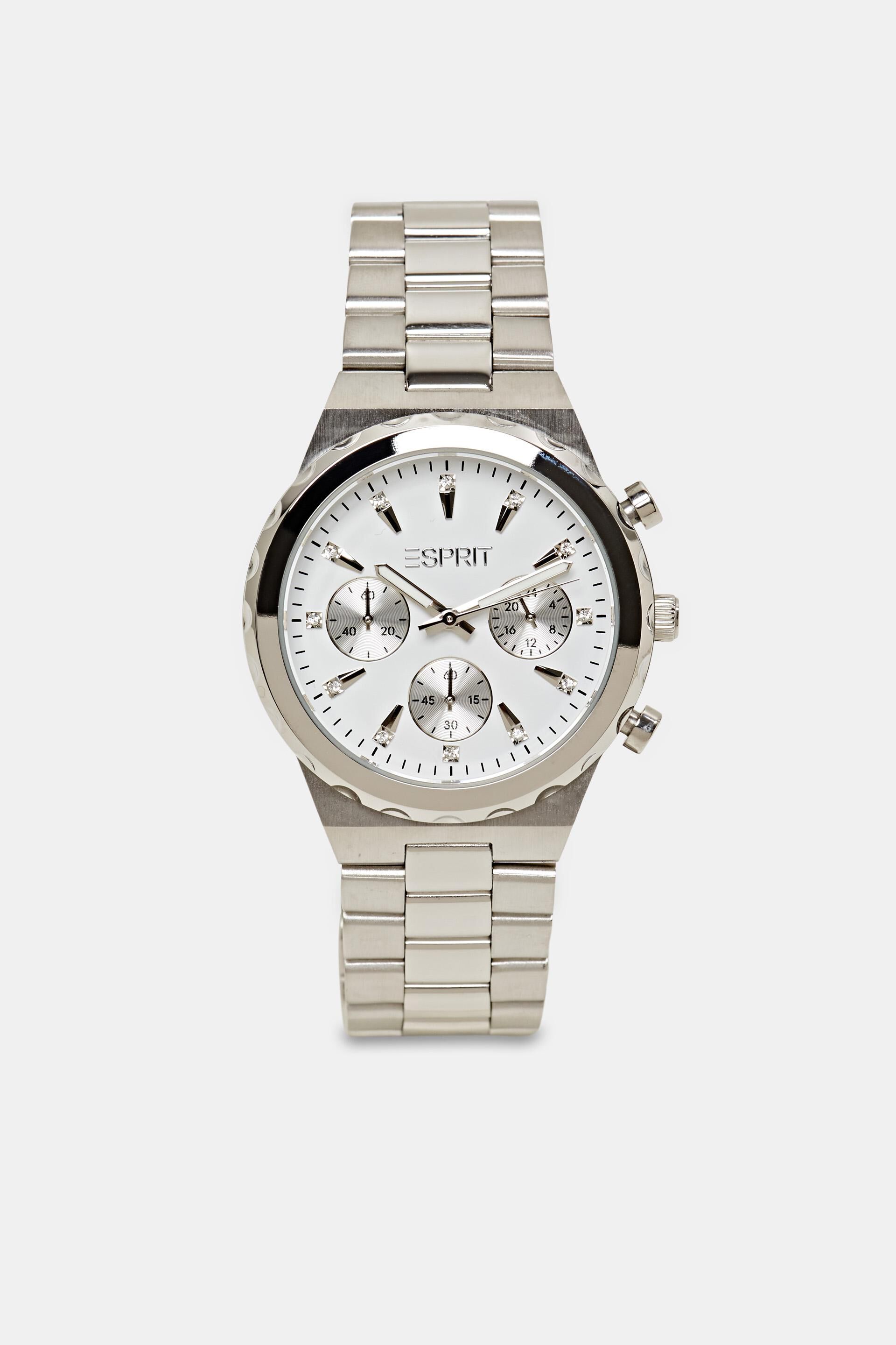 Chronographe en acier inoxydable à bracelet à maillons
