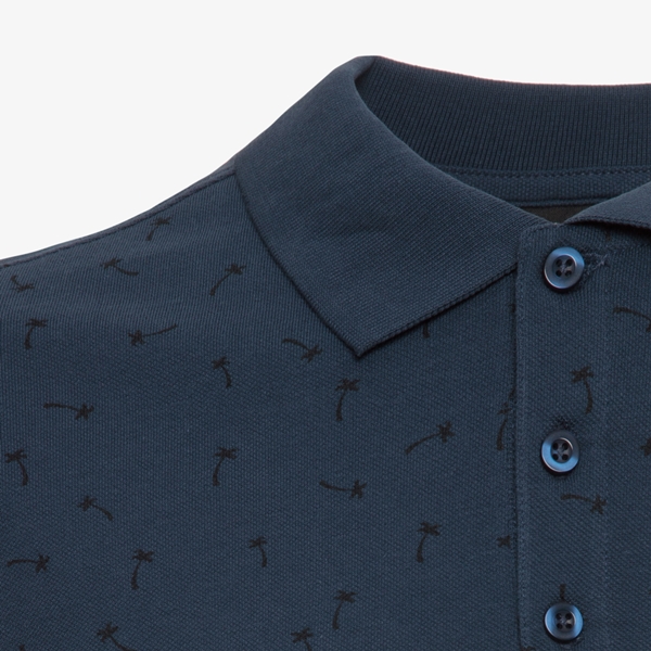 Unsigned heren polo blauw met all over print