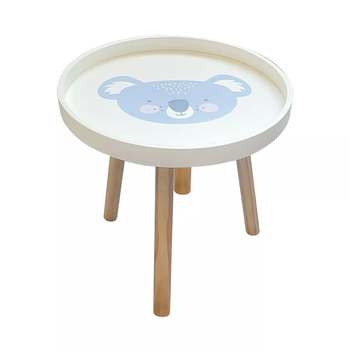Table basse enfant bois (D30 cm) Koala Bleu
