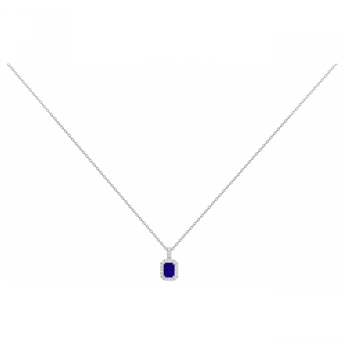 Collier mono-motif en Argent avec spinelle bleu saphir
