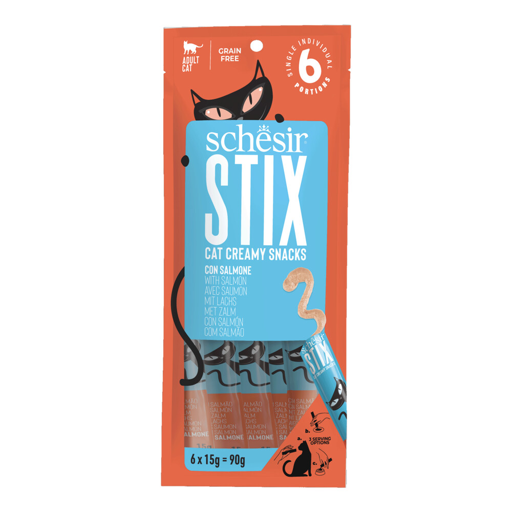 12x Schesir Kattensnack Stix Zalm6 x 15 gr
