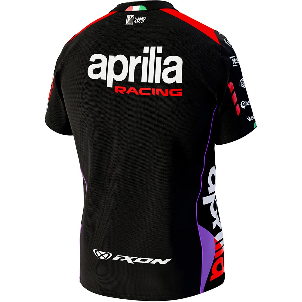 Ixon - T-shirt enfant Aprilia 24 Noir / Rouge fluo / Violet