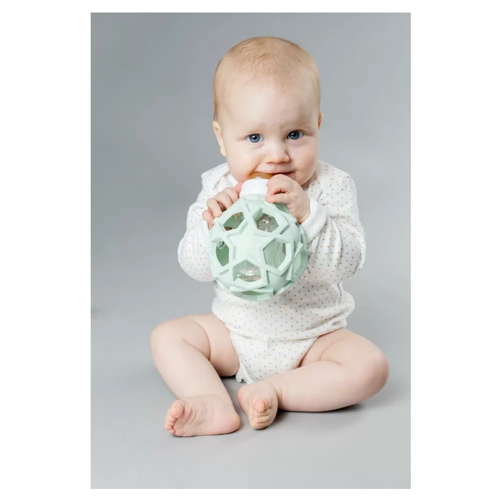 Hevea 2-i-1 Baby Glasflaske med Star Ball Cover - Grøn