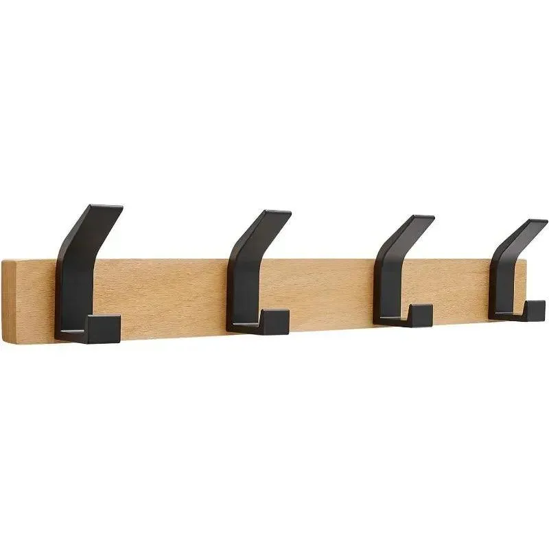 Modern Nordic Wall Mounted Coat Rack | Movable Hooks Aluminum Wooden Wall Clothing Hanger | Entrance Door Home Decor