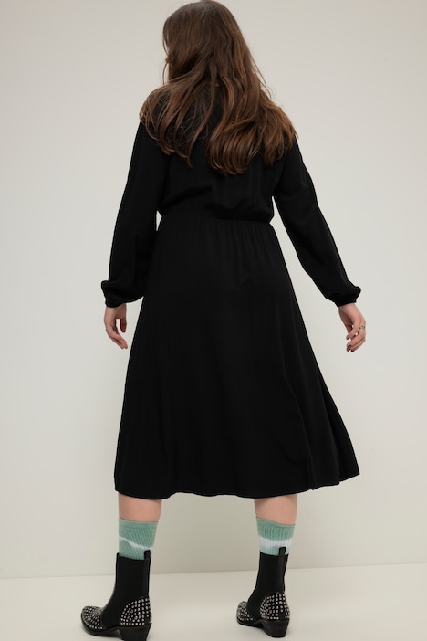 Midikleid, A-Line, V-Ausschnitt, Langarm