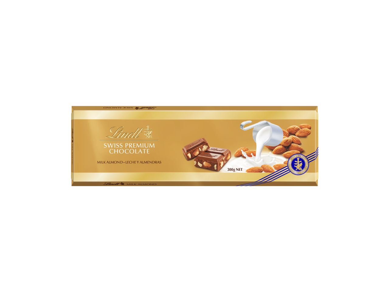CHOCOLATE LINDT DE LEITE COM AMÊNDOAS 300G