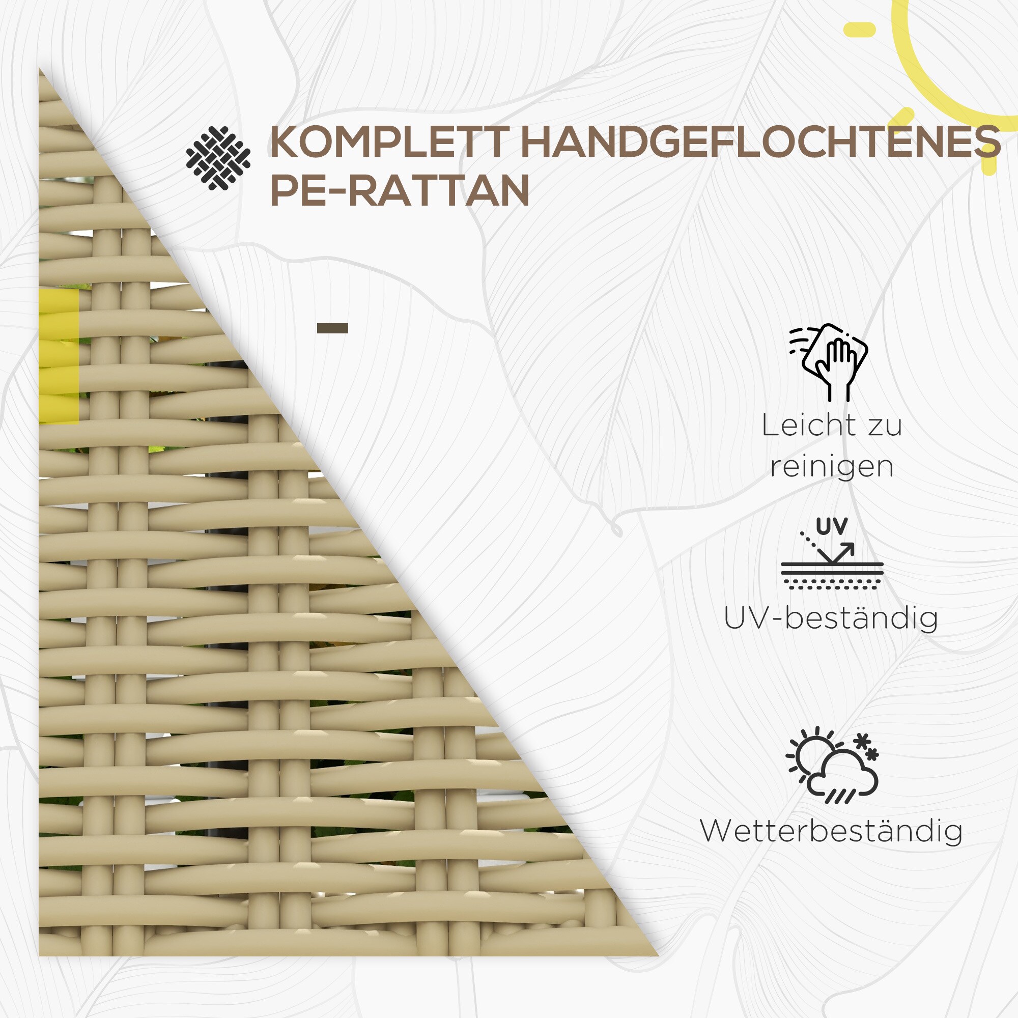 Outsunny Gartenbank mit Rattanoptik braun 132L x 66B x 80H cm