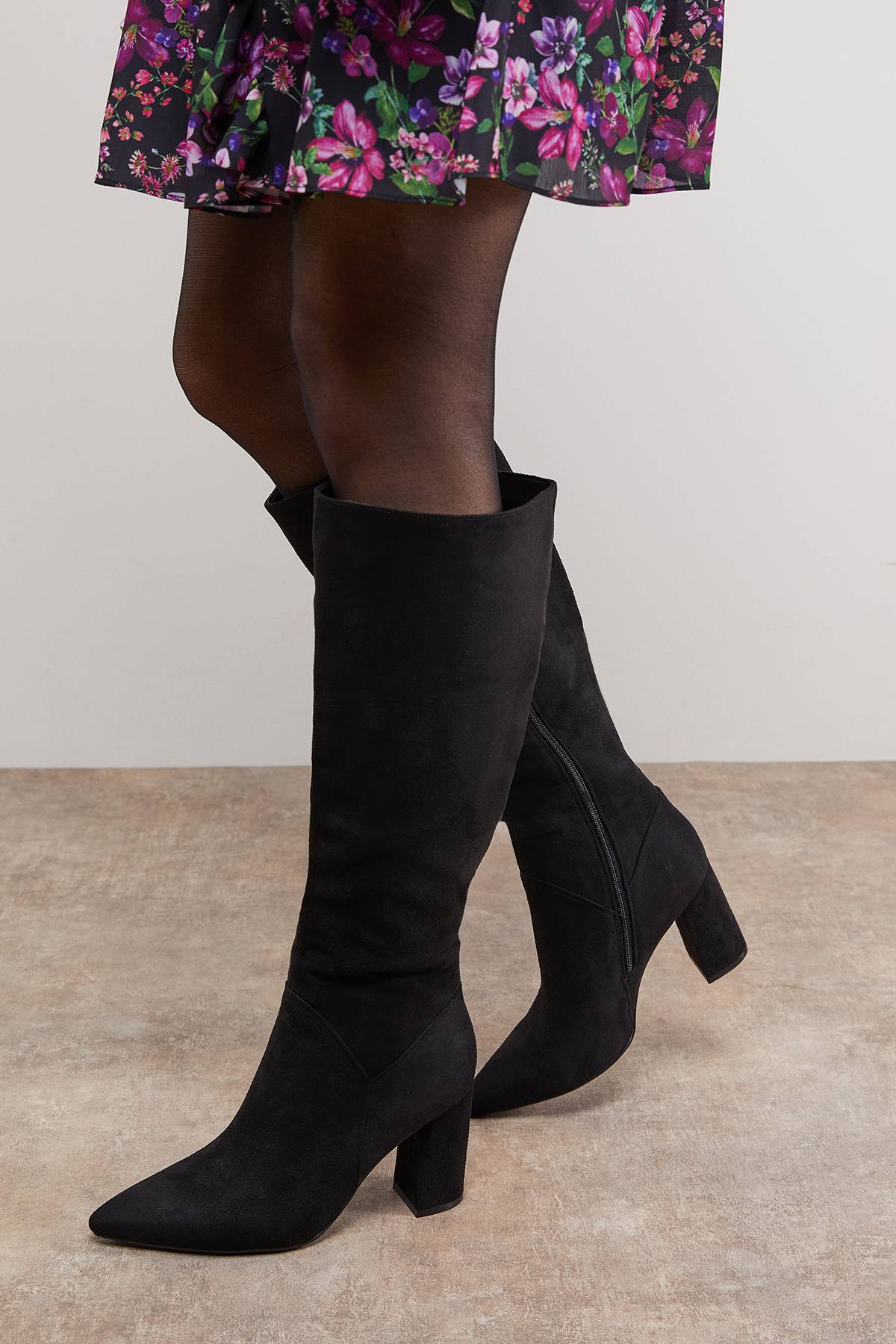 Oasis Bottes Jemima en synthétique à Talon Bloc Haut et Bout Pointu Hauteur Genou