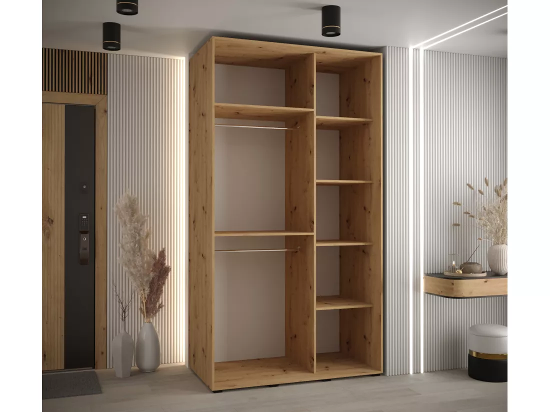 ARMOIRE DAVOS 5 À PORTES COULISSANTES 235,2/130/60 2 portes (Artisan/Artisan/Argent)