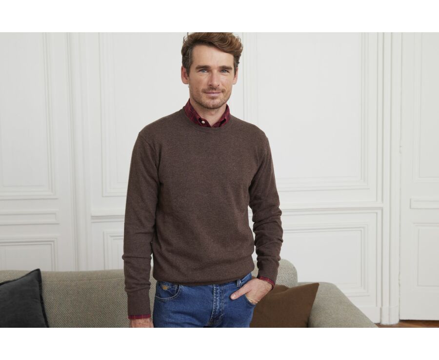 Pull col rond homme laine Marron Brun - CONAN