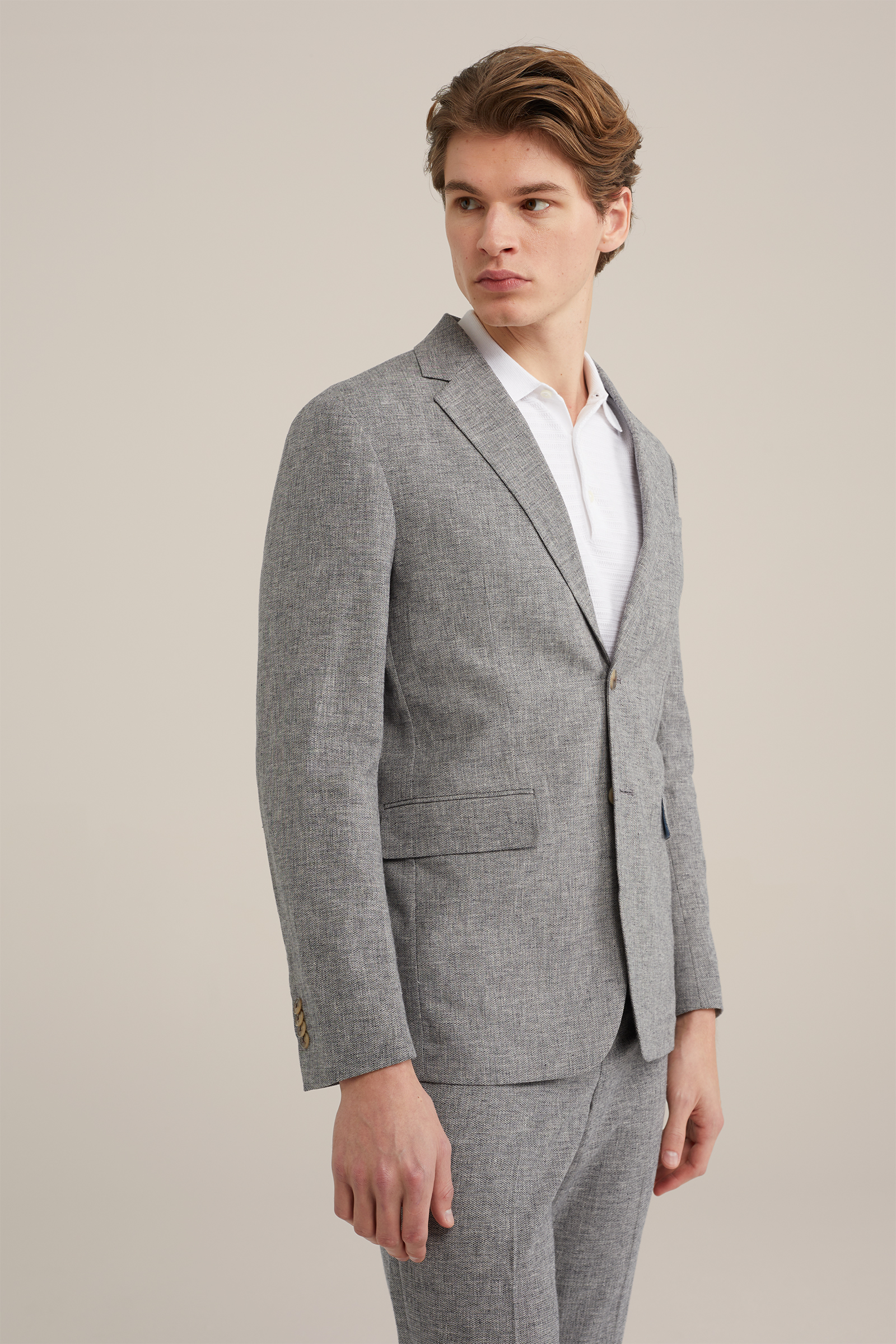 regular fit blazer van linnenmix WE Fashion Zwart