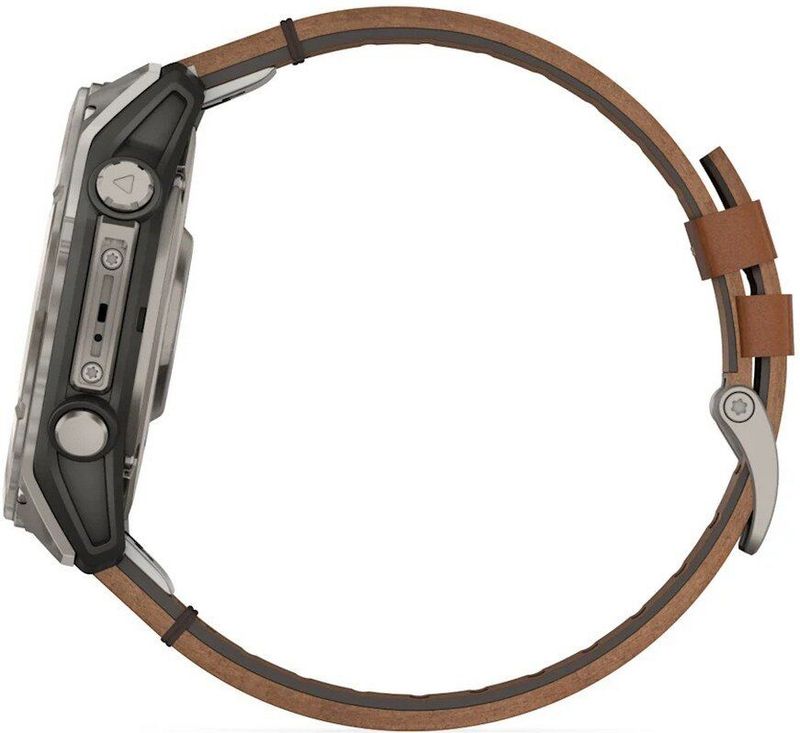 Garmin - Fenix 8 Sapphire - Smartwatch - Grijs - Leren Band Bruin