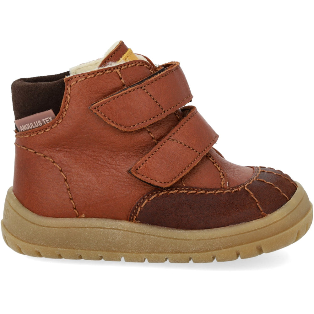 Køb Angulus Cognac/Sun Yellow/Dark Brown Begynder TEX-støvle Med Kontraststikninger