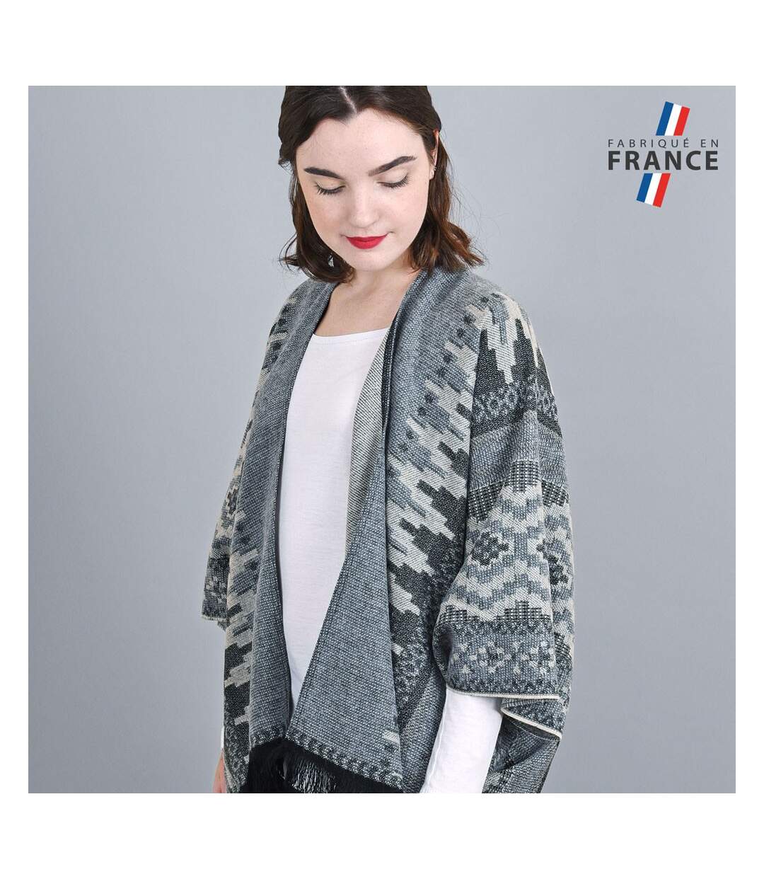 Poncho Aztèque Larges poches - - Fabriqué en France