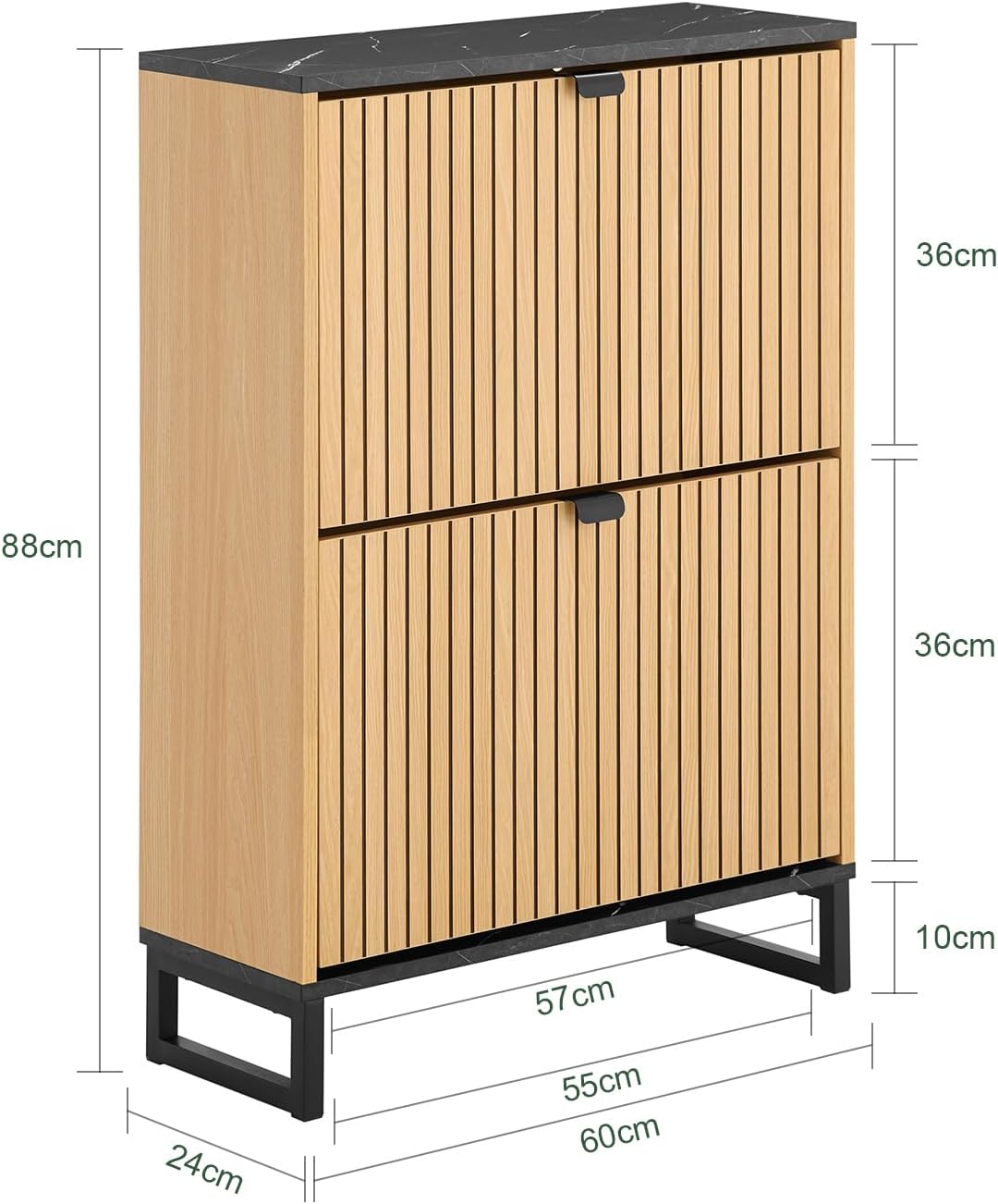 SoBuy Meuble Chaussure Entrée Meuble à Chaussures Fin – Rangement Chaussures Compact & Design Scandinave – Adapté pour 8-12 Paires, Noir & Bois Clair, 60x24x88cm, FSR202-N YK5451577