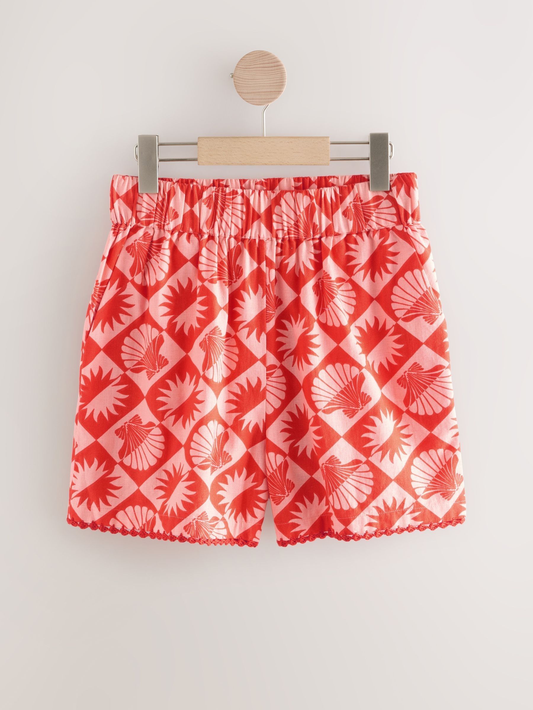 Rood/roze - Zomershort met linnen